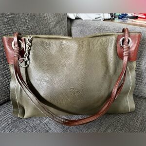 Robert Pietri Elegant Olive Green Leather Tote Bag lamb skin very soft.